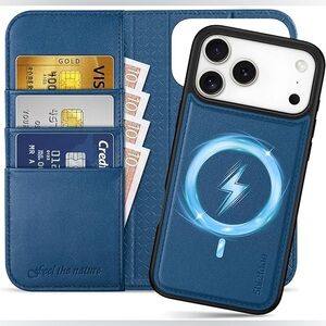 SHIELDON 2 in 1 iPhone 17 Pro Max 6.9-inch Folio Case Leather Royal Blue New